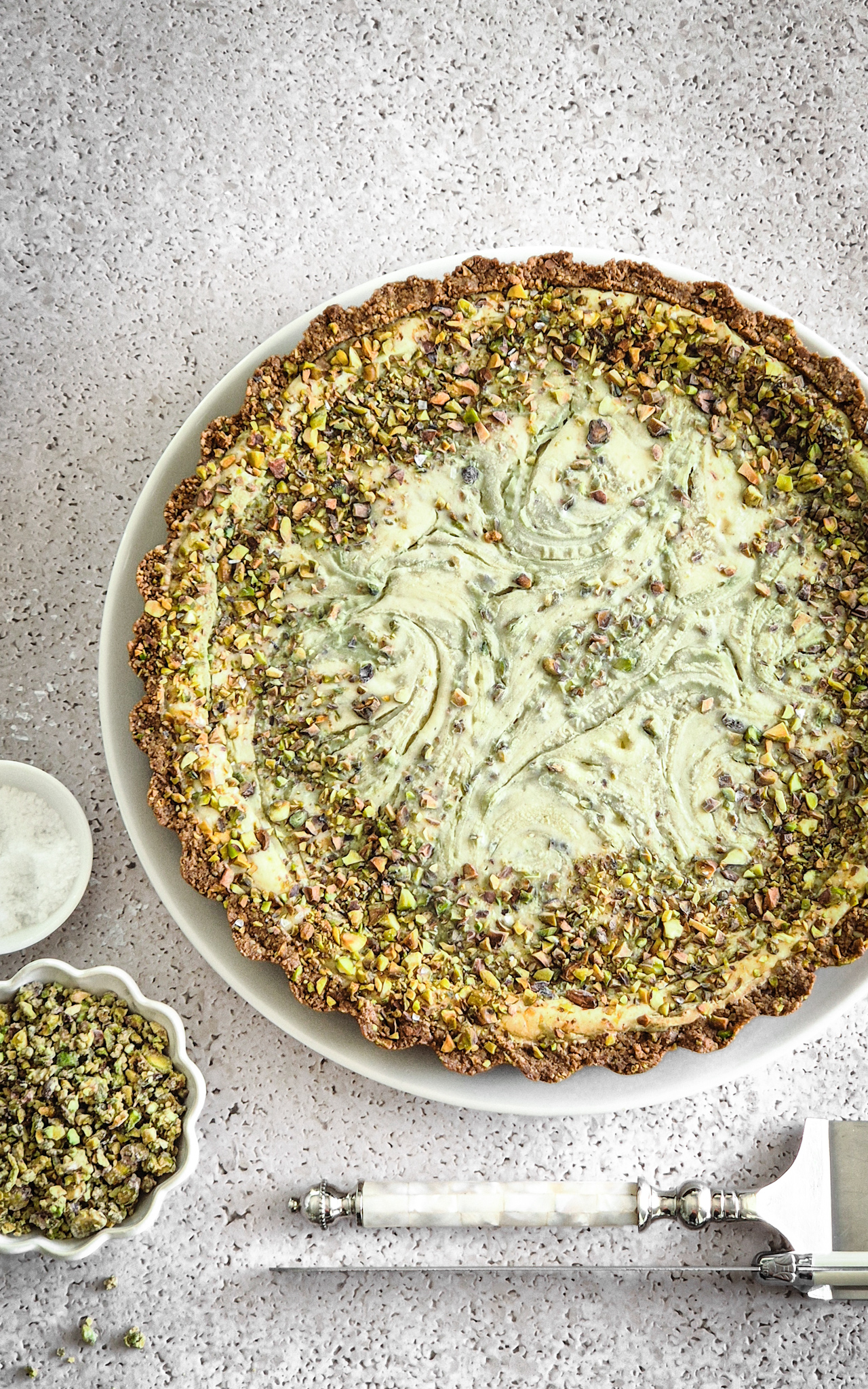 Pistachio Cardamom Cheesecake