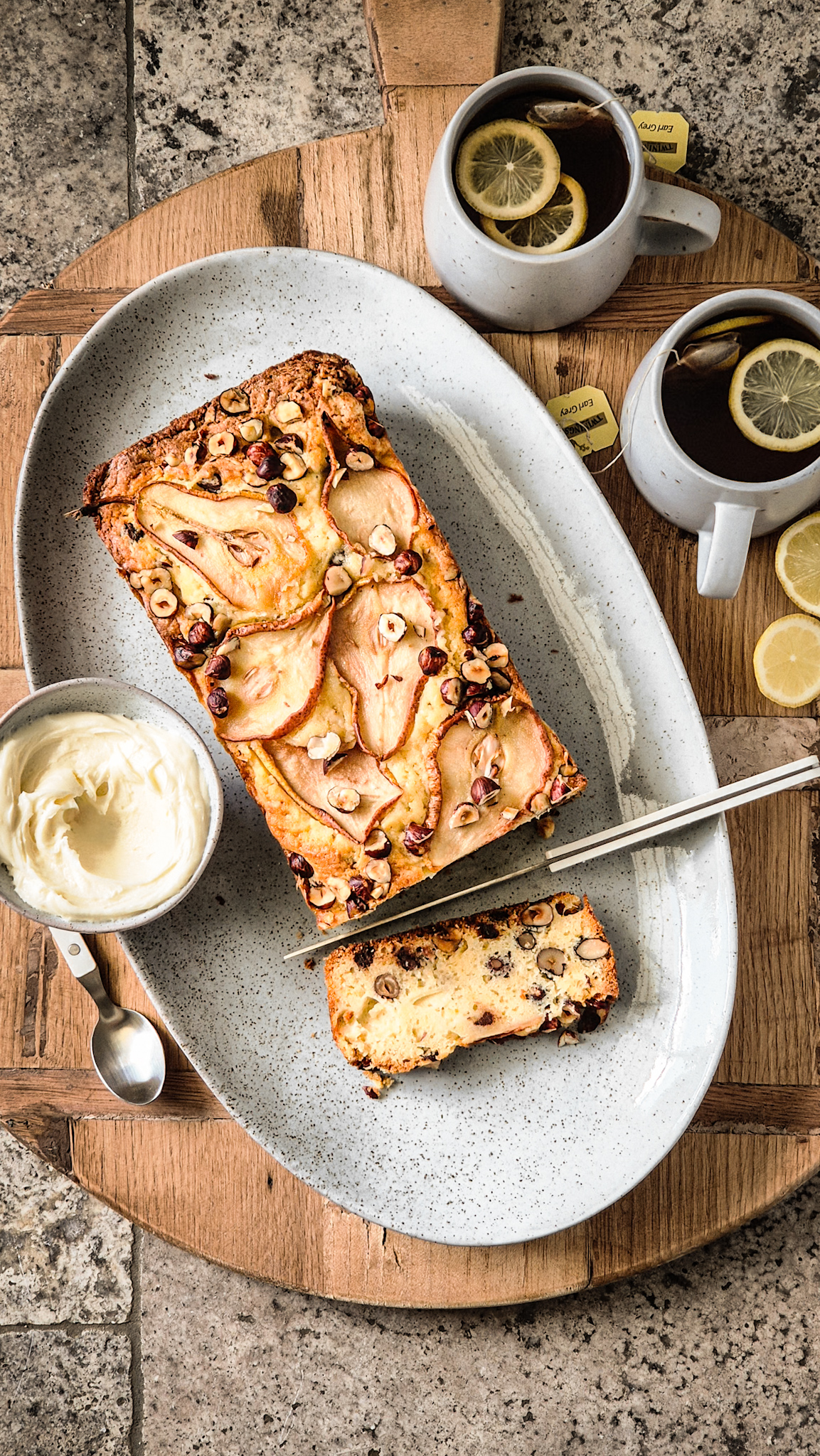 Chocolate, Pear & Hazelnut Loaf Cake
