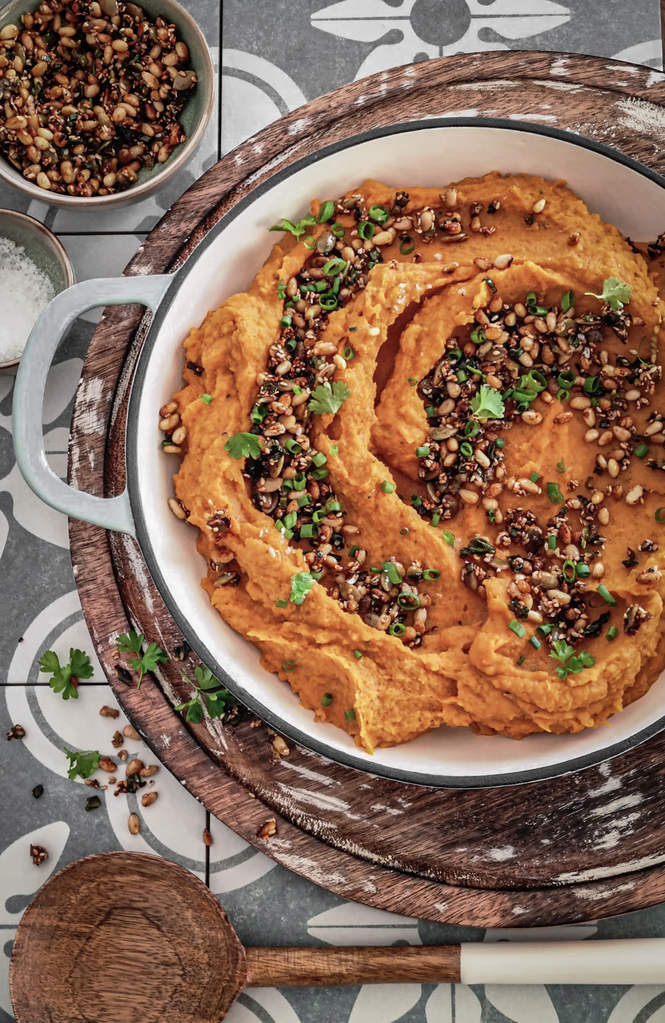 Kumara Mash with Fried Green Onions