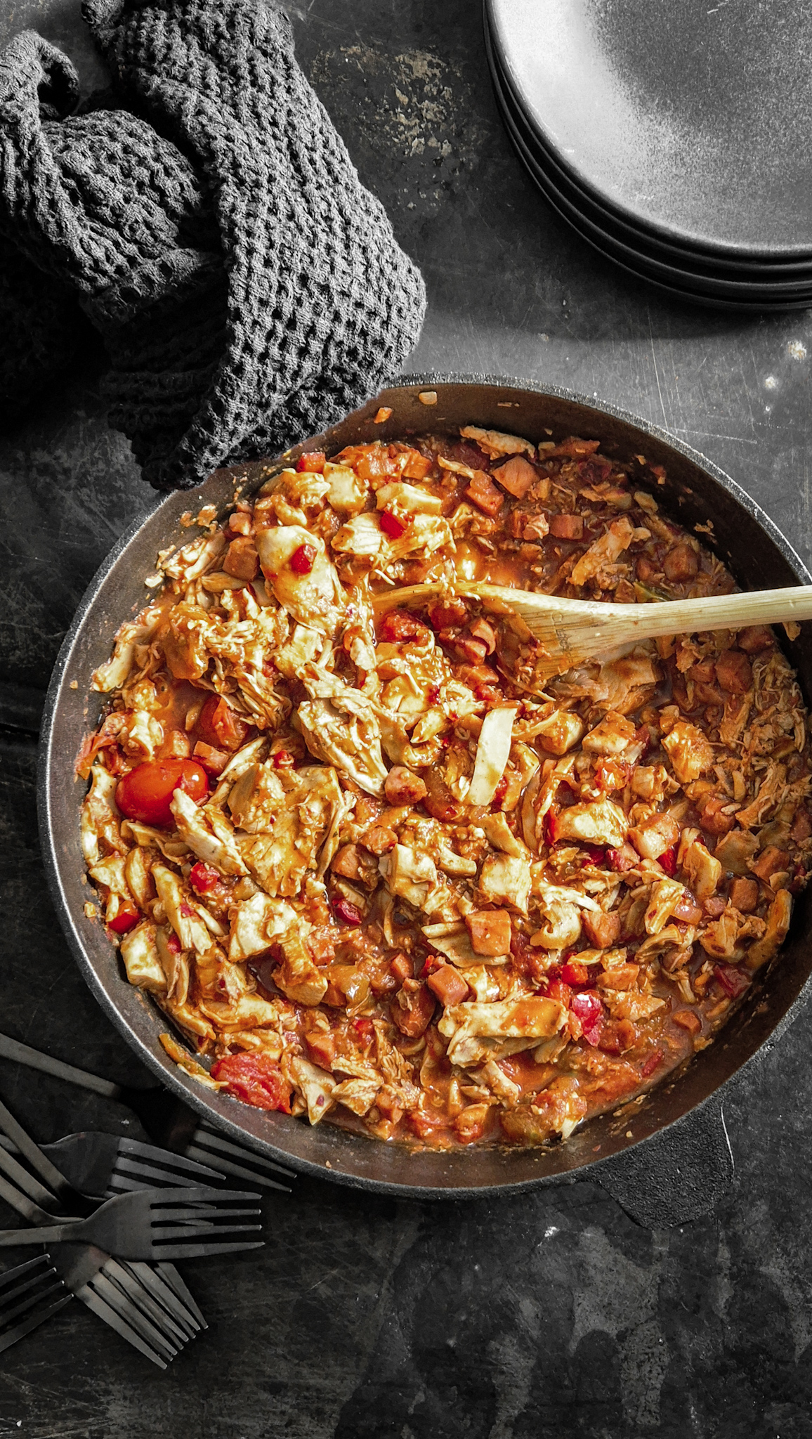 Spanish-Style Shredded Chicken with Chorizo